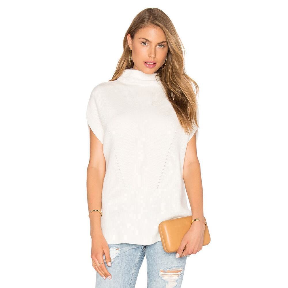 Vince Sleeveless Turtleneck Wool Cashmere Sweater Vest Off White Size XS